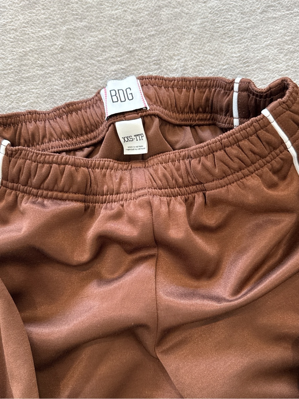 BDG Brown Track Pants with White Side Piping - Picture 2 of 3